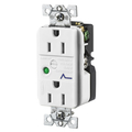 Hubbell Wiring Device-Kellems Surge Protective Devices, SPIKESHIELD TVSS Duplex Receptacle with Light and Alarm, 15A 125V, 5-15R, White HBL5262WSA